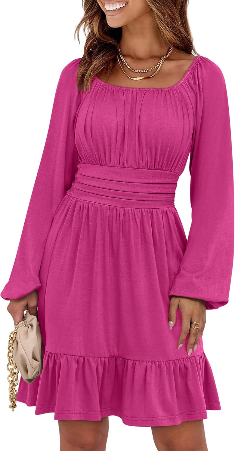Stylish Long Sleeve A-Line Dress for Women by ANRABESS