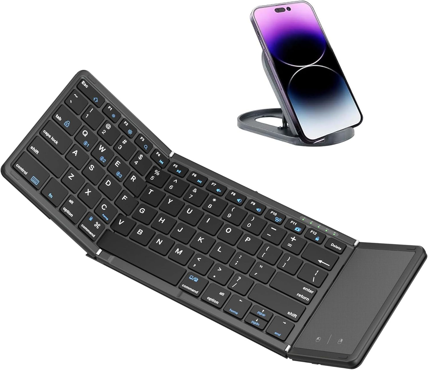 Folding Bluetooth Keyboard - Sync 3 Devices, Big Touchpad
