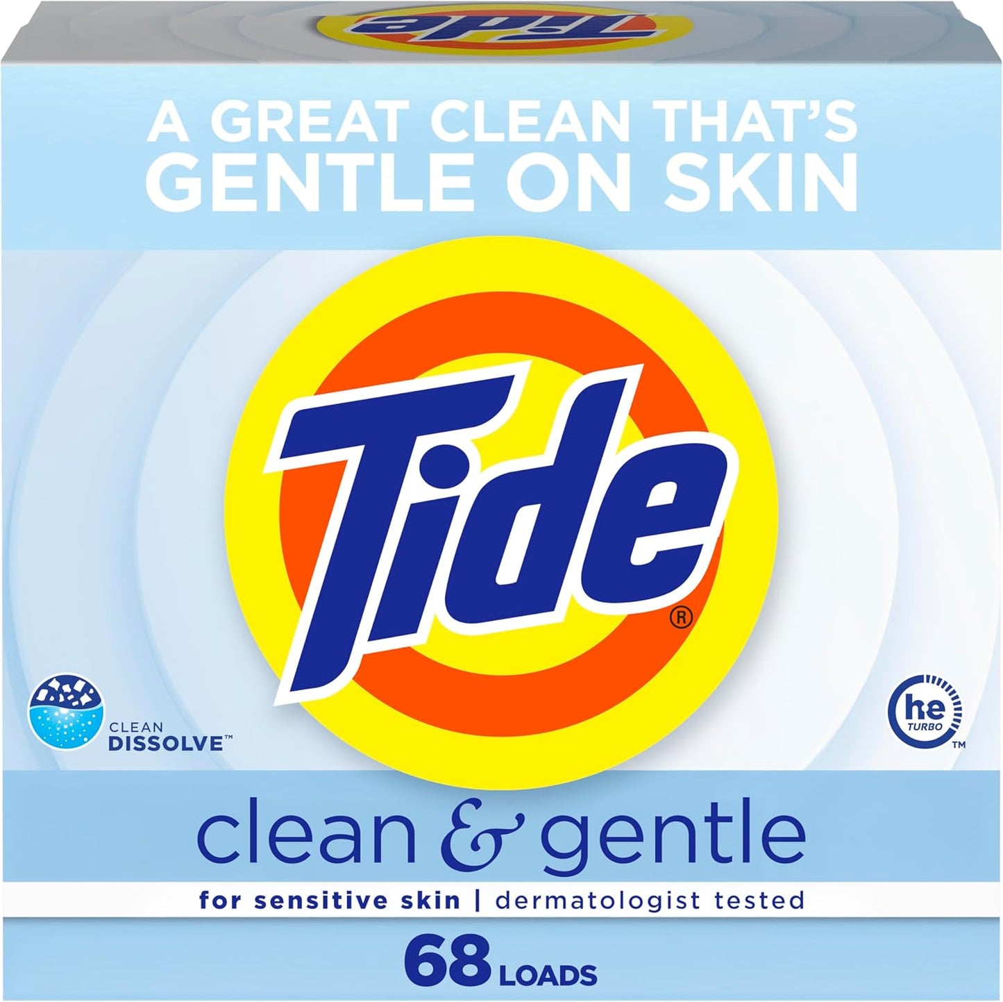 Tide Clean & Gentle Powder Detergent, Unscented, 68 Loads