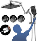 12 in High Pressure Rainfall Dual Shower Head Combo - Adjustable