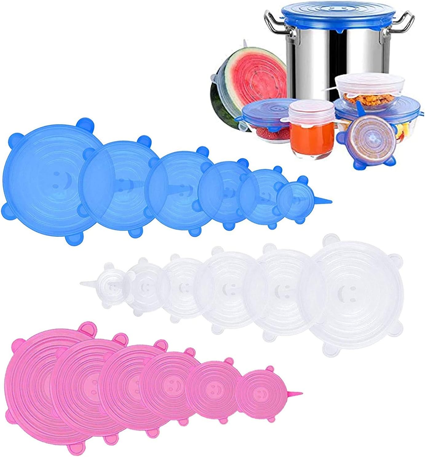 Firsting 18 Pack Silicone Stretch Lids - Reusable & Versatile! 