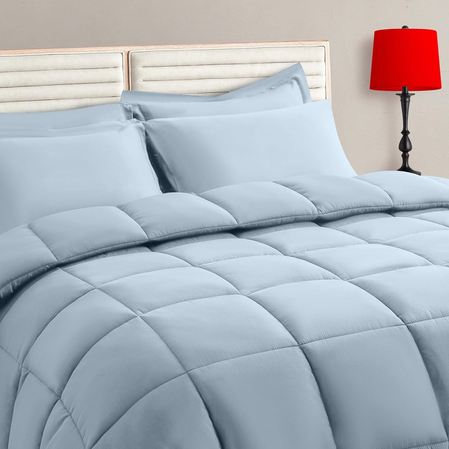Light Blue Full Size Comforter Set - 7 Pieces for Cozy Sleep