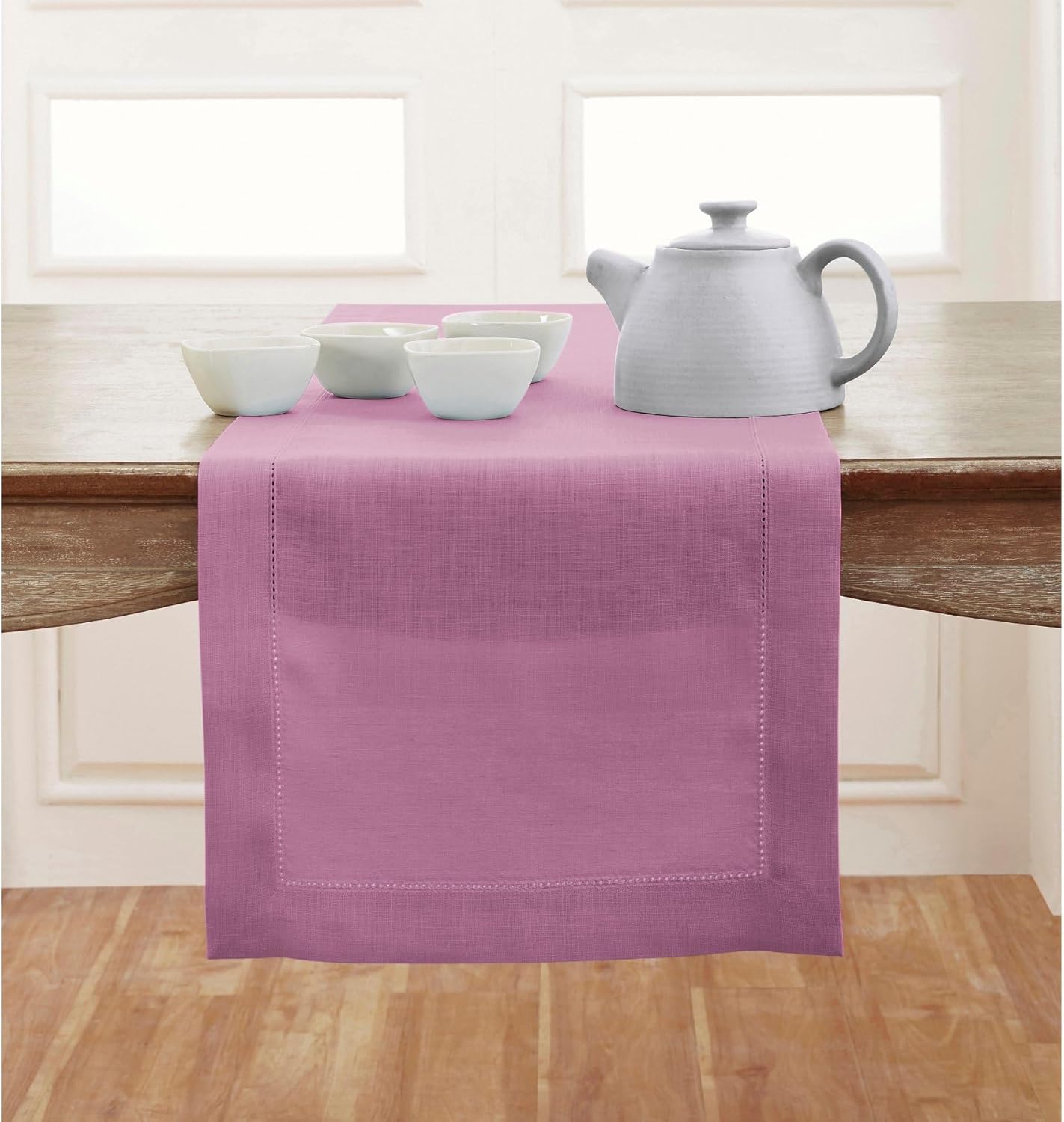 Elegant 100% Pure Linen Violet Table Runner for Dining Tables