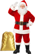 Deluxe Santa Claus Costume for Men - 10pcs Christmas Outfit