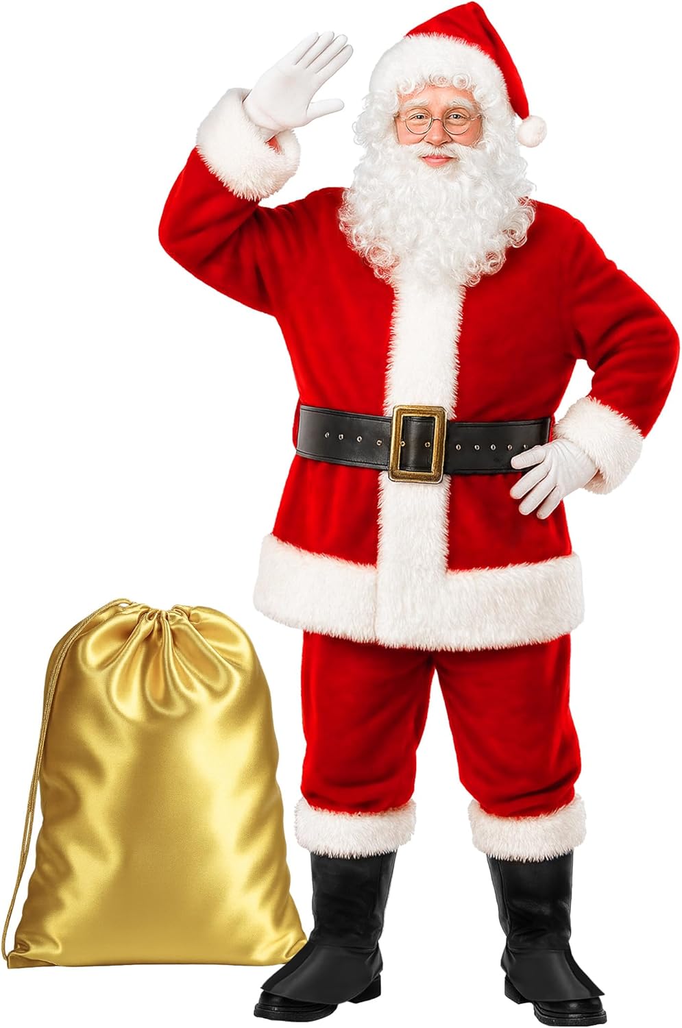Deluxe Santa Claus Costume for Men - 10pcs Christmas Outfit