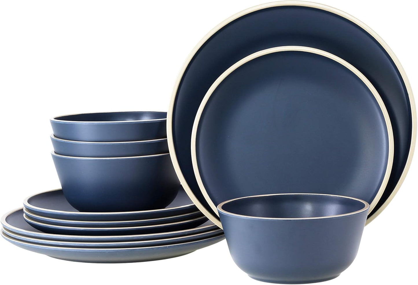 Melamine Dinnerware Sets for 4 - Nautical Style Plates & Bowls