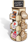 Natural Wood 3 Tier Rotating Sticker Display Stand for Vendors