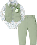 Baby Boy Suit Set - Infant Gentleman Outfit with Vest & Tie