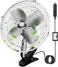 10-Inch Silver Cigarette Lighter Fan - Two-Speed 360 Rotation