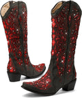 Western Cowboy Boots Mid Calf Rhinestone Calf Boot - Comfortable Style