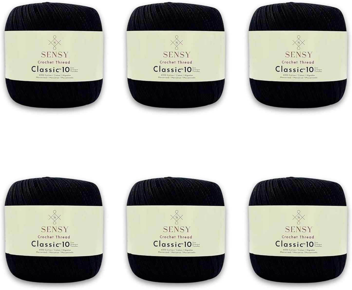 6 Skeins of Sensy Crochet Thread Classic Size 10 for Crafting