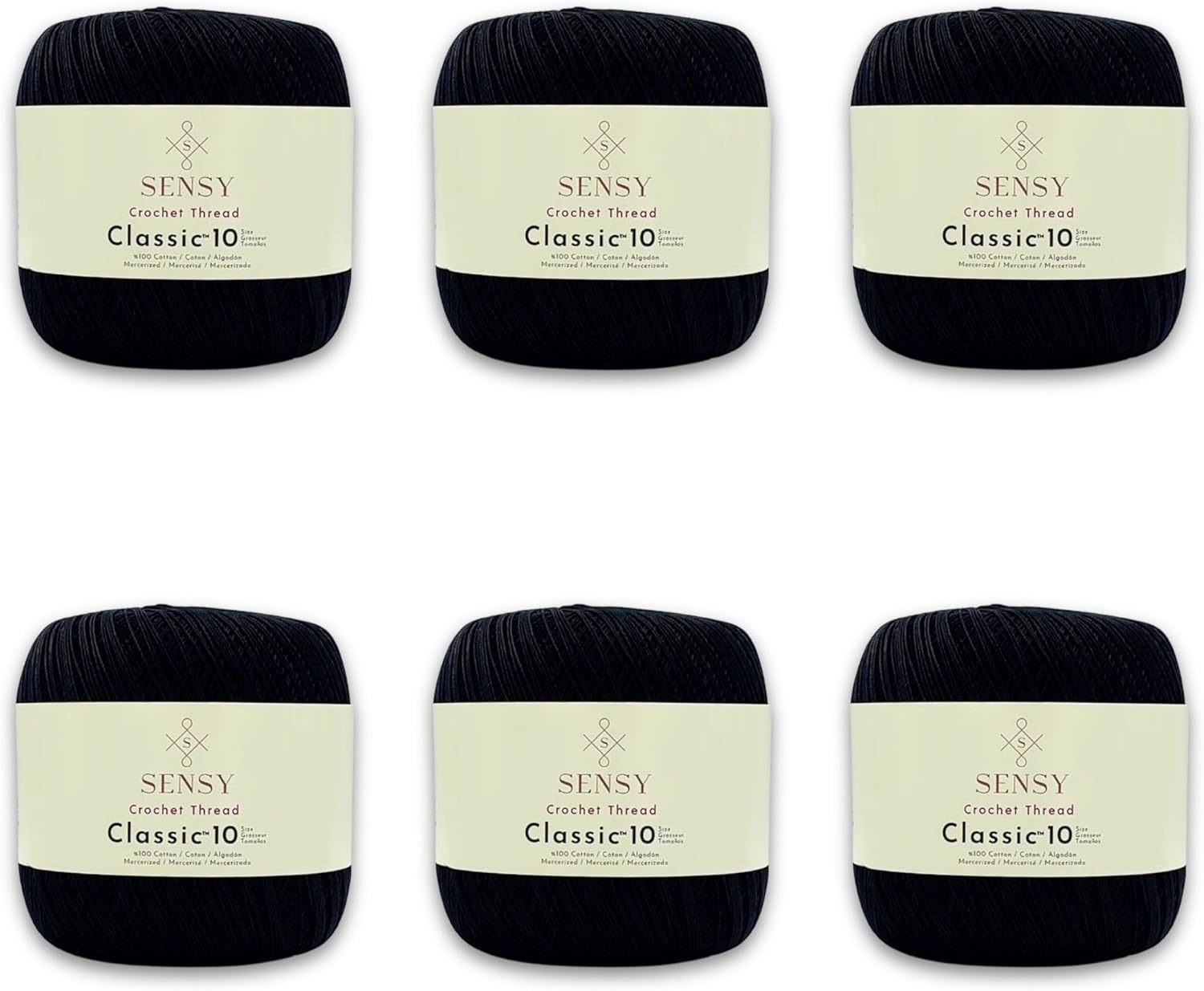 6 Skeins of Sensy Crochet Thread Classic Size 10 for Crafting