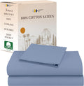 Natural 100% Cotton Twin XL Sheet Set - Soft Sateen Cooling Bedding