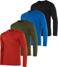 Men's Dry-Fit Long Sleeve Pocket Crew 4-Pack - UPF 50 Outdoor Tee