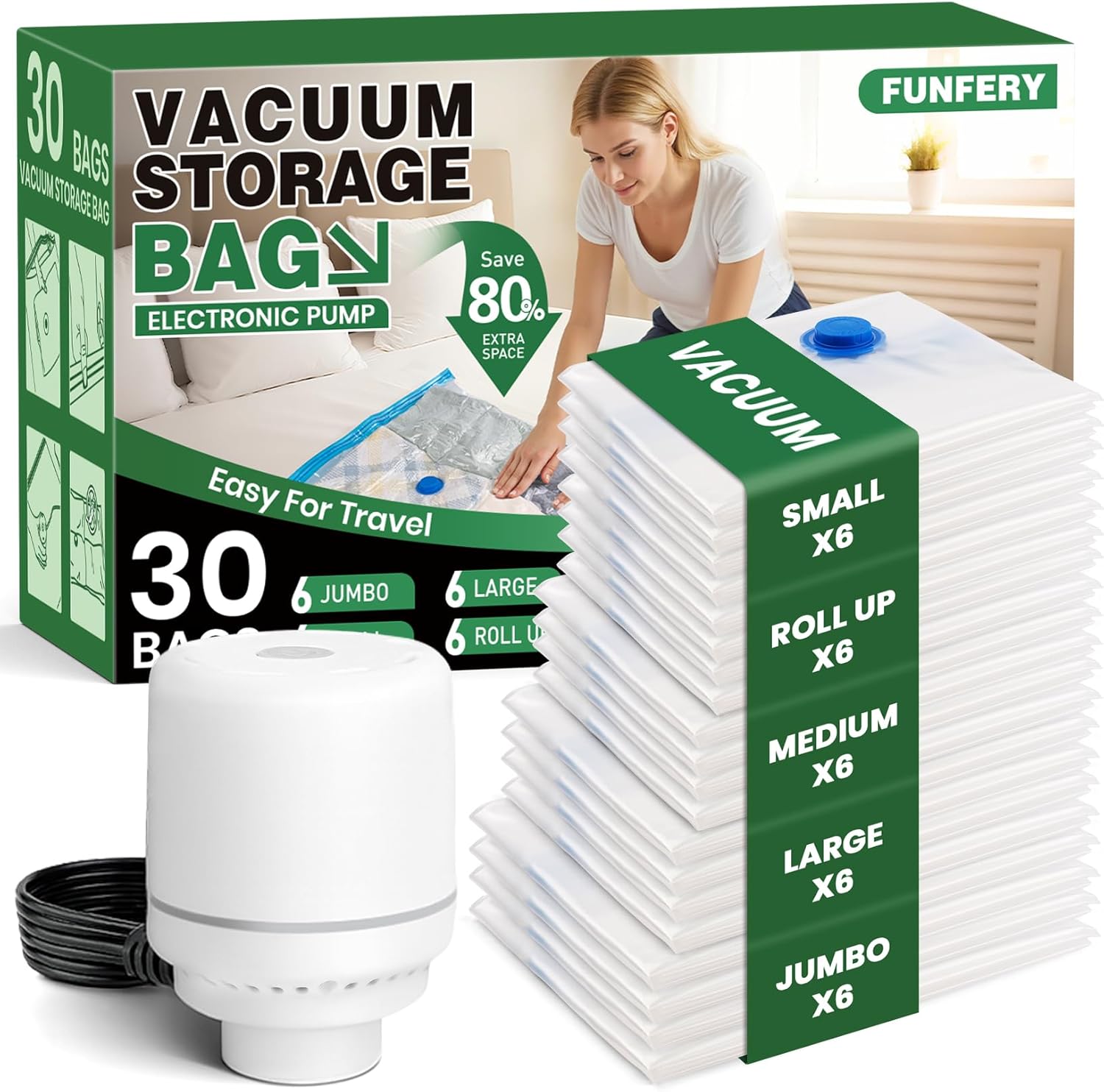 Vacuum Storage Bags for Clothes and Bedding - 30 Pack Set