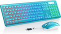 Wireless Keyboard and Mouse Combo - RGB Backlit Quiet Rechargeable