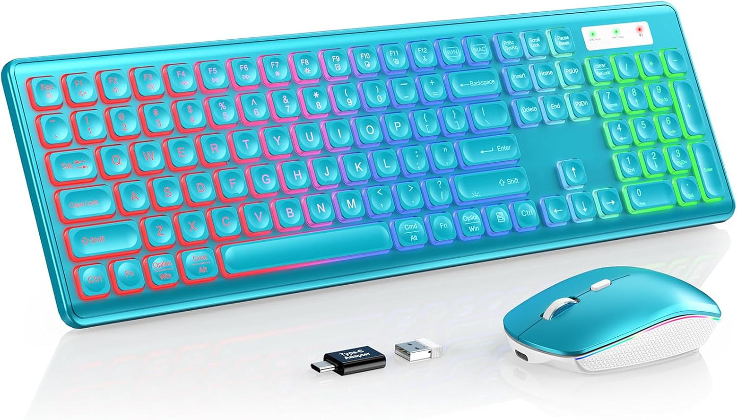 Wireless Keyboard and Mouse Combo with RGB Backlit Features