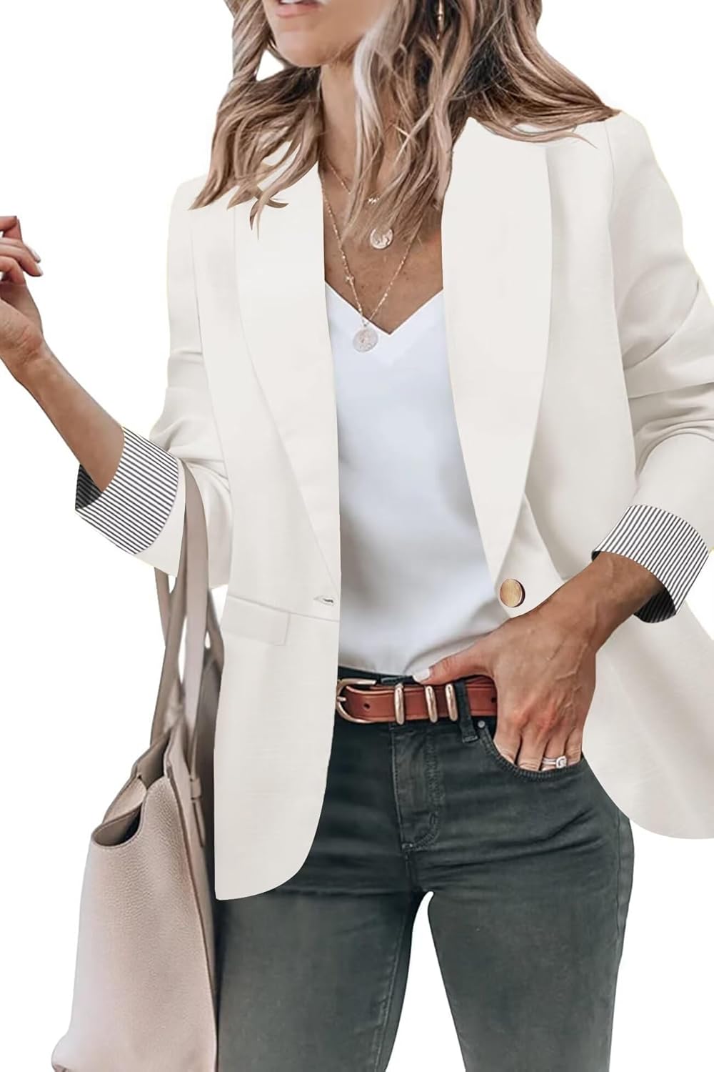 Genhoo Blazer Jackets for Women - Stylish Open Front Design