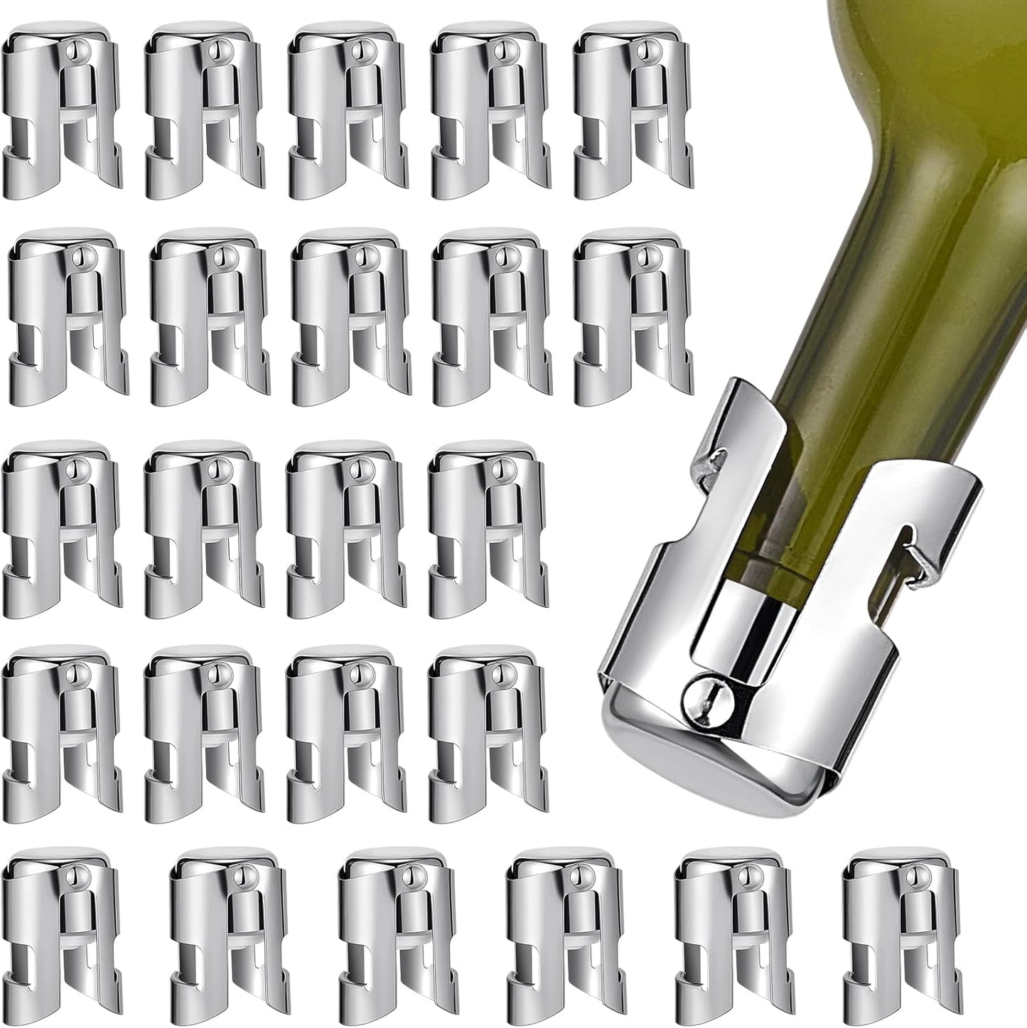 Tessco 24 Pcs Stainless Steel Champagne Stopper for Wine Lovers