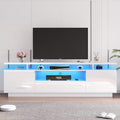 Stylish 70in LED TV Stand, High Gloss, Storage Drawer, White - LUXOAK