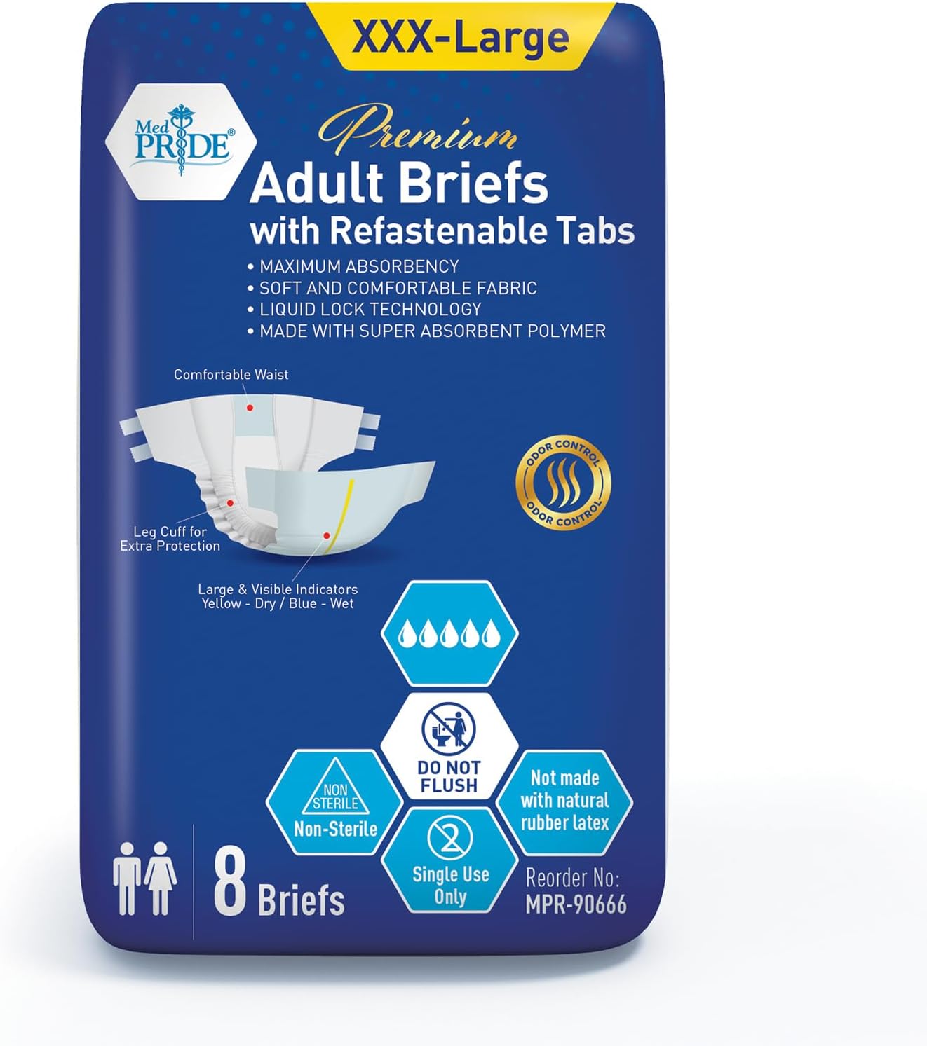 Med Pride Ultra-Absorbent Incontinence Briefs