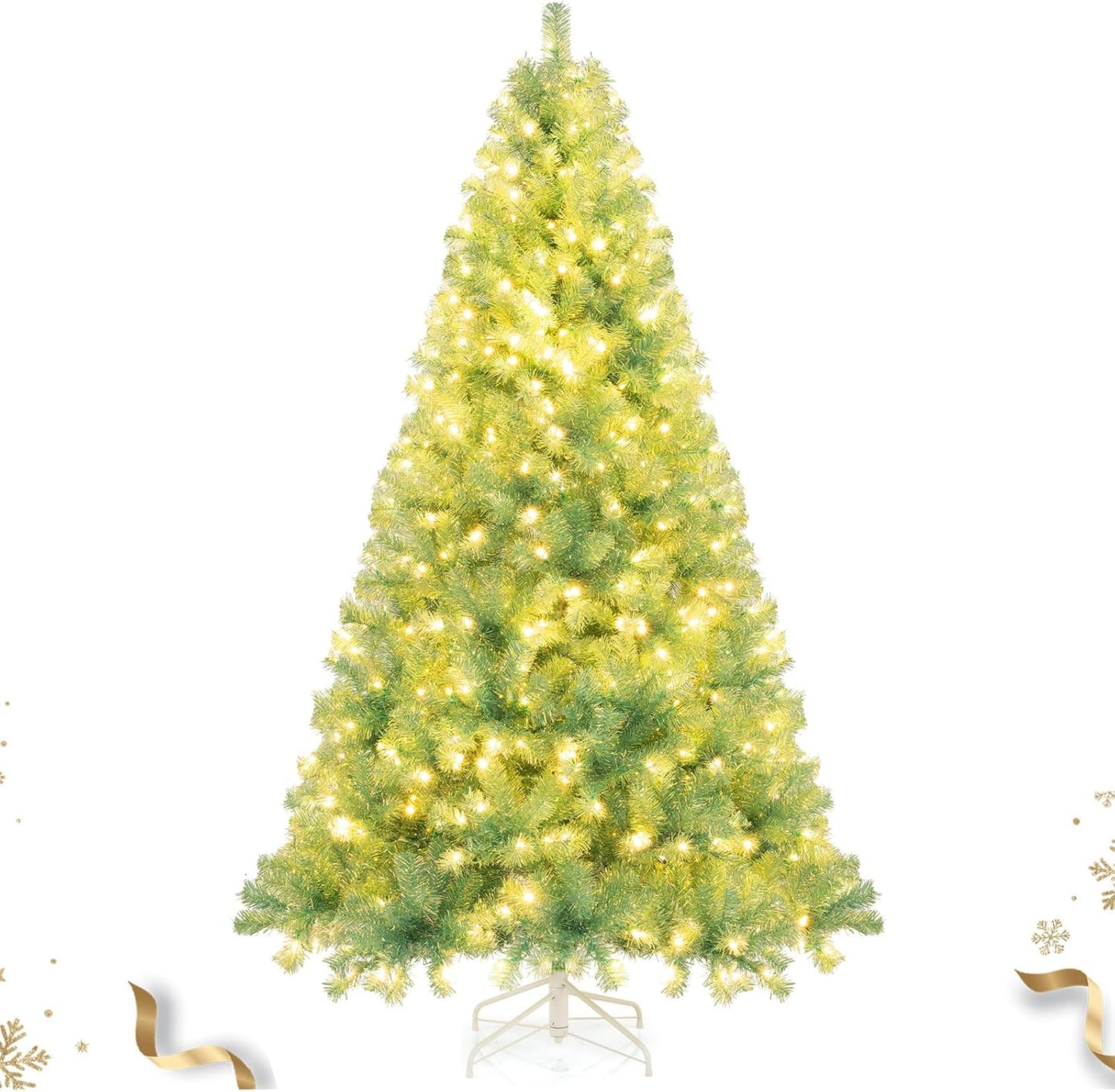 Stunning 7.5 FT Pre-lit Tinsel Christmas Tree with 550 LED Lights