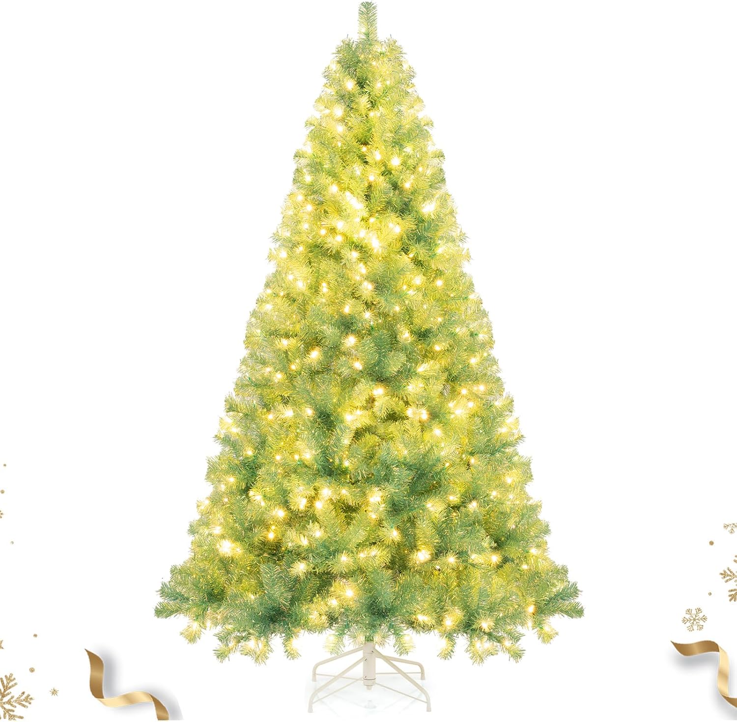 Stunning 7.5 FT Pre-lit Tinsel Christmas Tree with 550 LED Lights