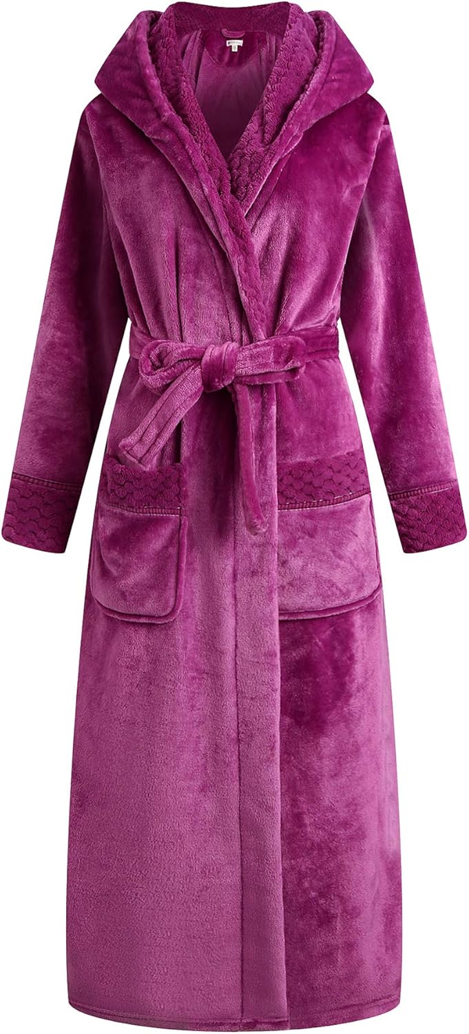 Richie House Women's Plush Soft Warm Fleece Bathrobe Robe RH1591