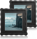 8X8 Wavy Picture Frame With Mat for 6X6 Photos - Black 2 Pack