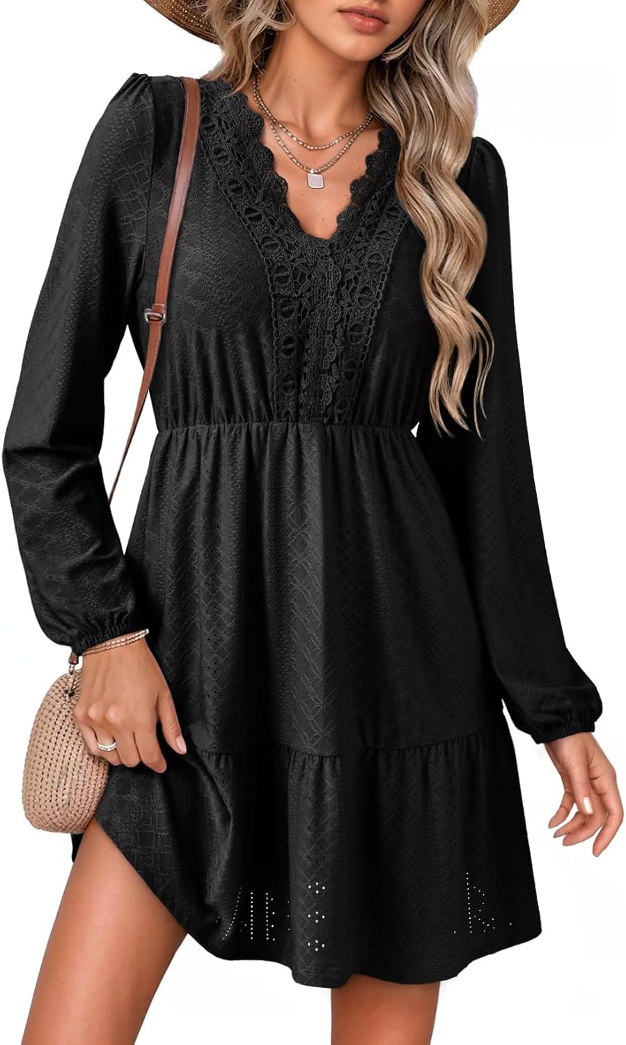 Dokotoo Fall Dresses for Women 2025 Elegant Lace Mini Dress