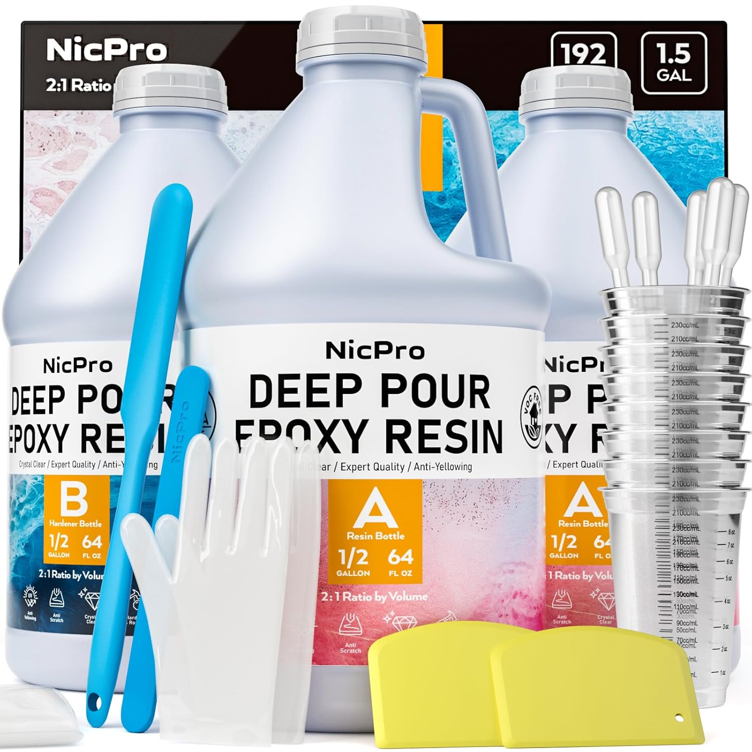 Nicpro Deep Pour Epoxy Resin Kit for Crafting and Coating