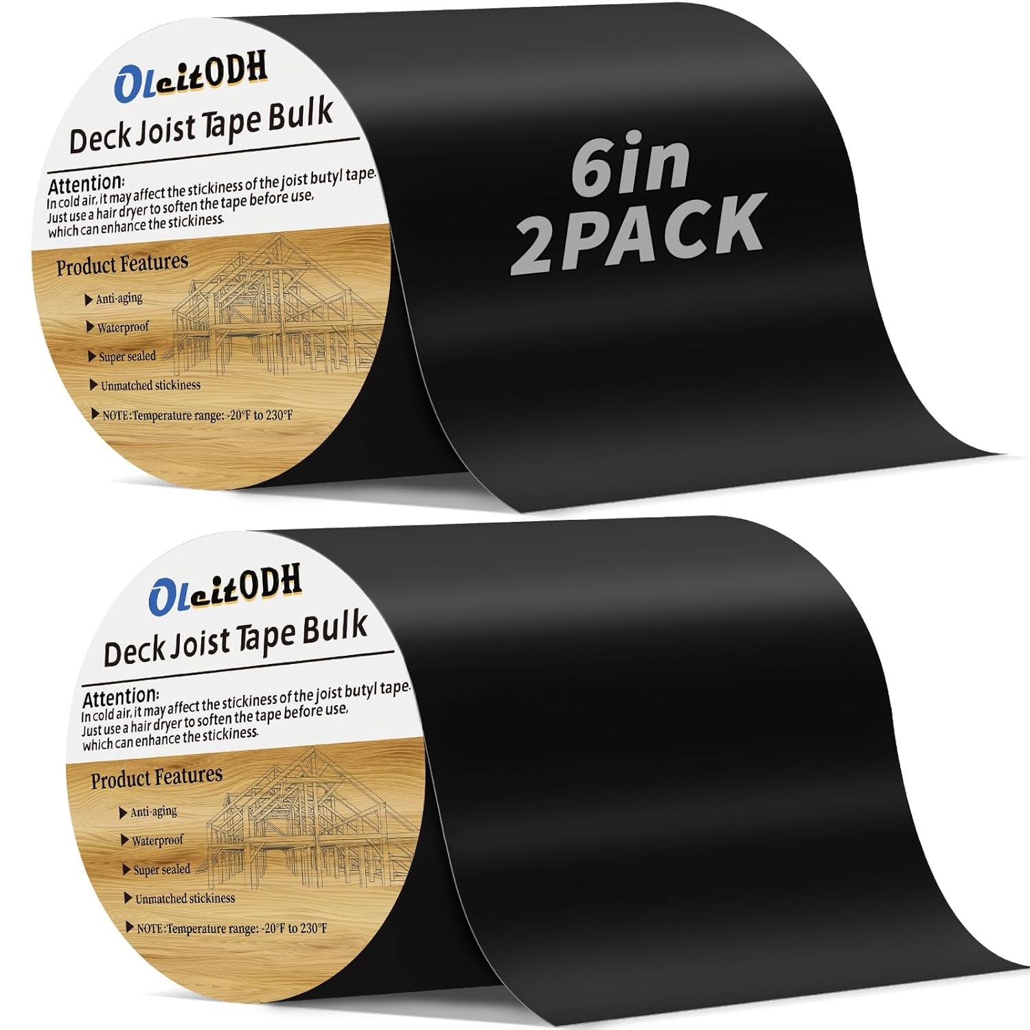 2 Rolls Butyl Joist Tape for Decking, 6 Inch x 50 Feet