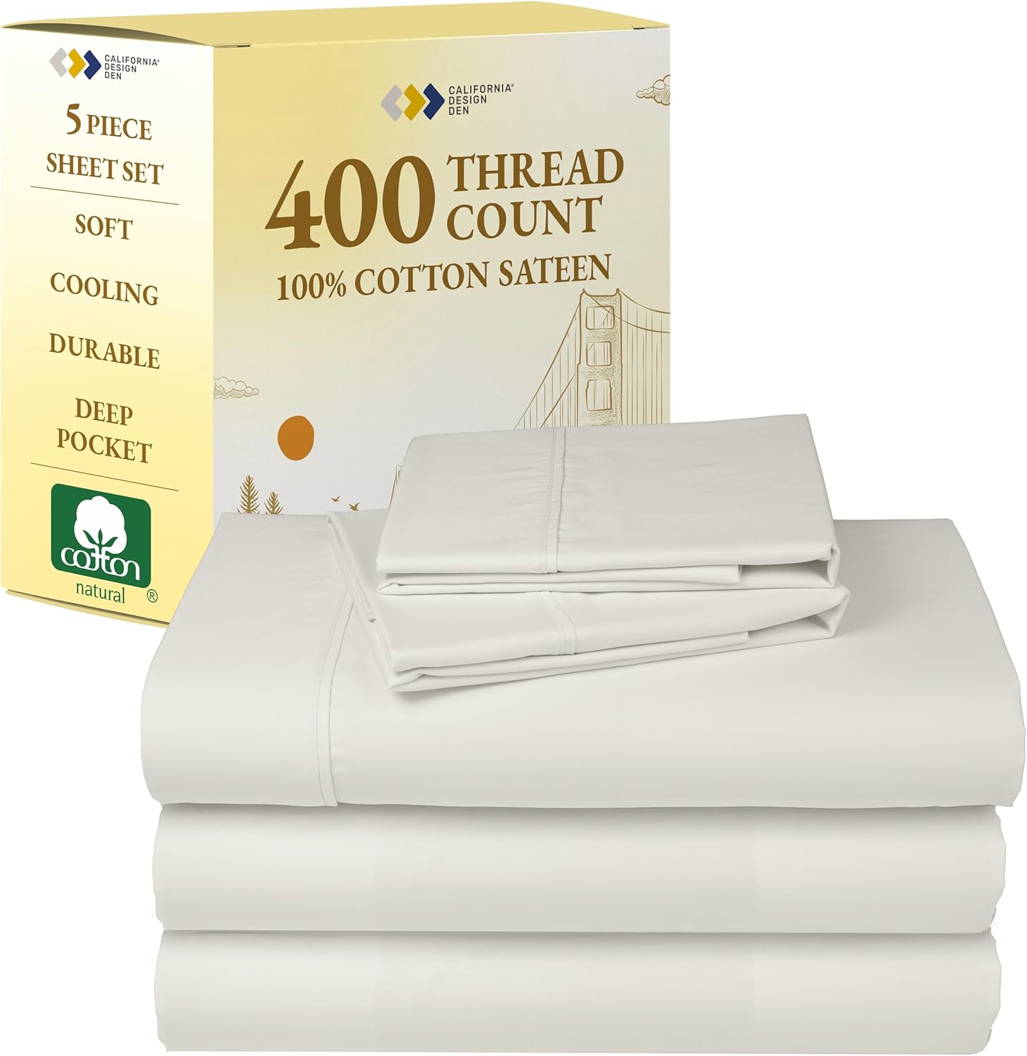 California Design Den Split King Sheets Set - Soft 400 Thread Count
