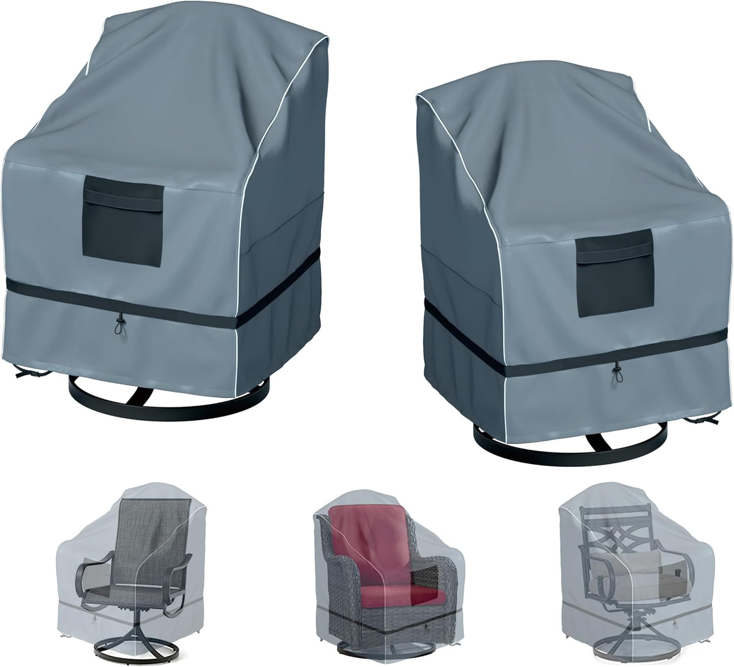 Outdoor Swivel Lounge Chair Cover 2 Pack for All Weather Use
