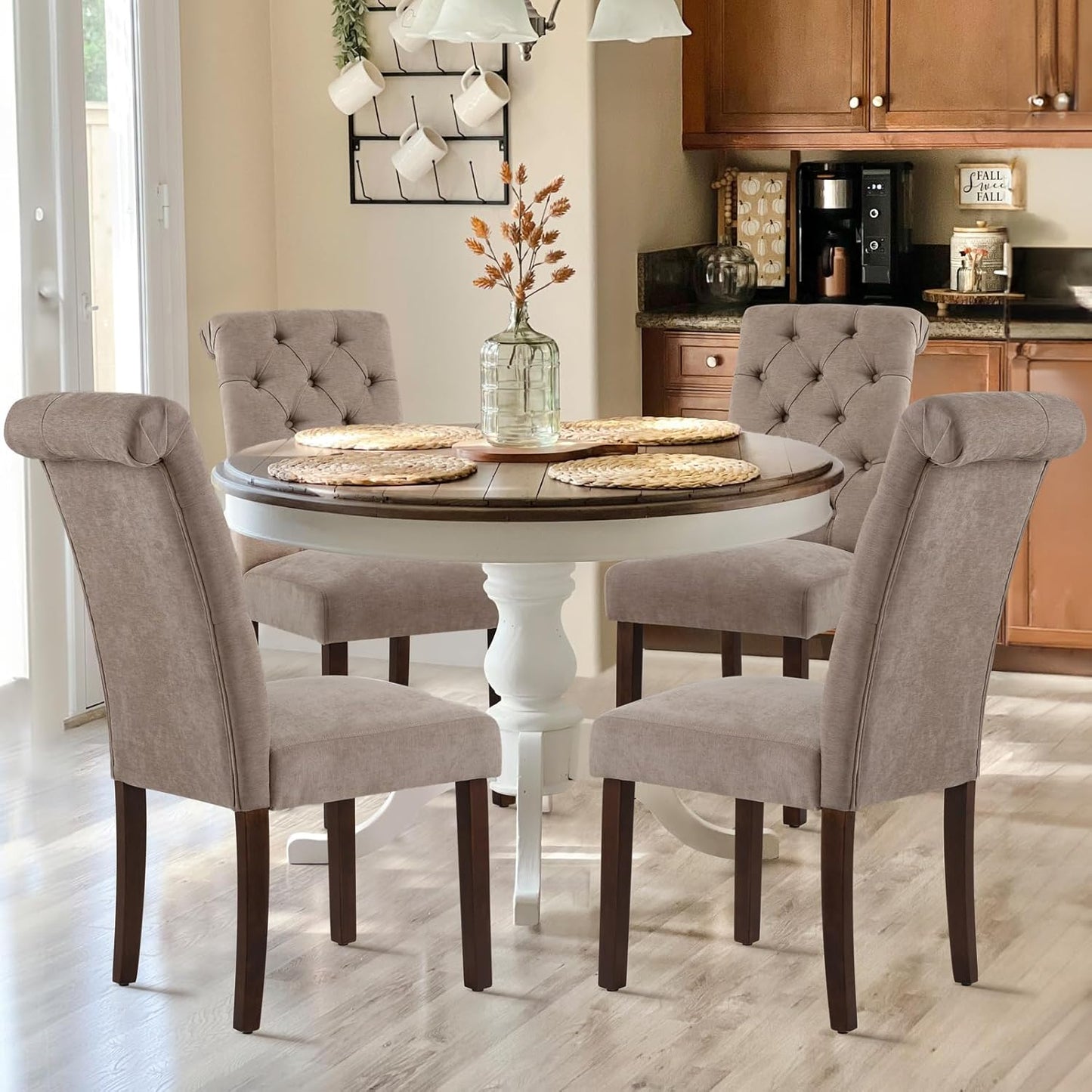 COLAMY Button Tufted Dining Chairs Set of 4 for Elegant Dining