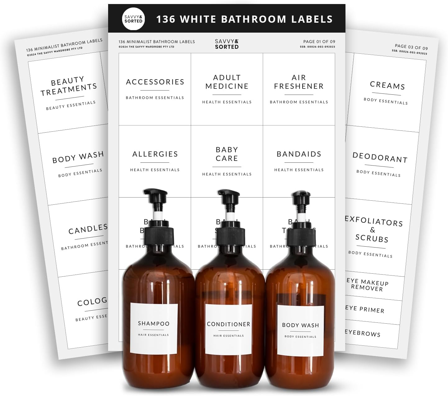 Minimalist Bathroom Labels by SAVVY & SORTED for Organizing
