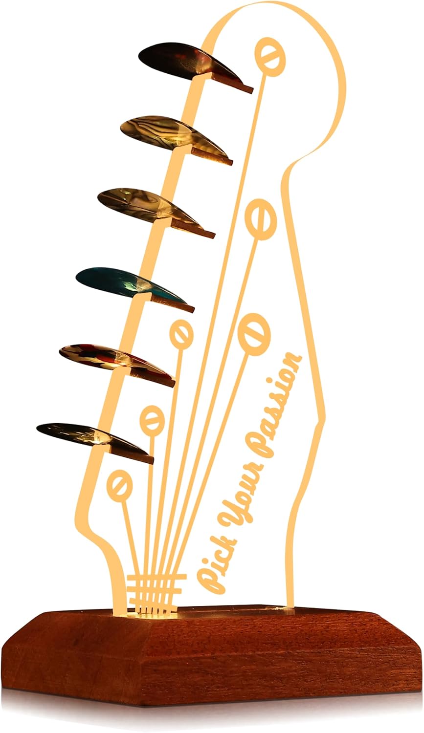 Headstock-Inspired Guitar Pick Holder for Display