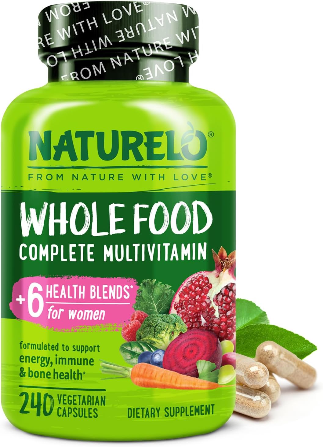 NATURELO Whole Food Multivitamin for Women - Energy & Heart Health