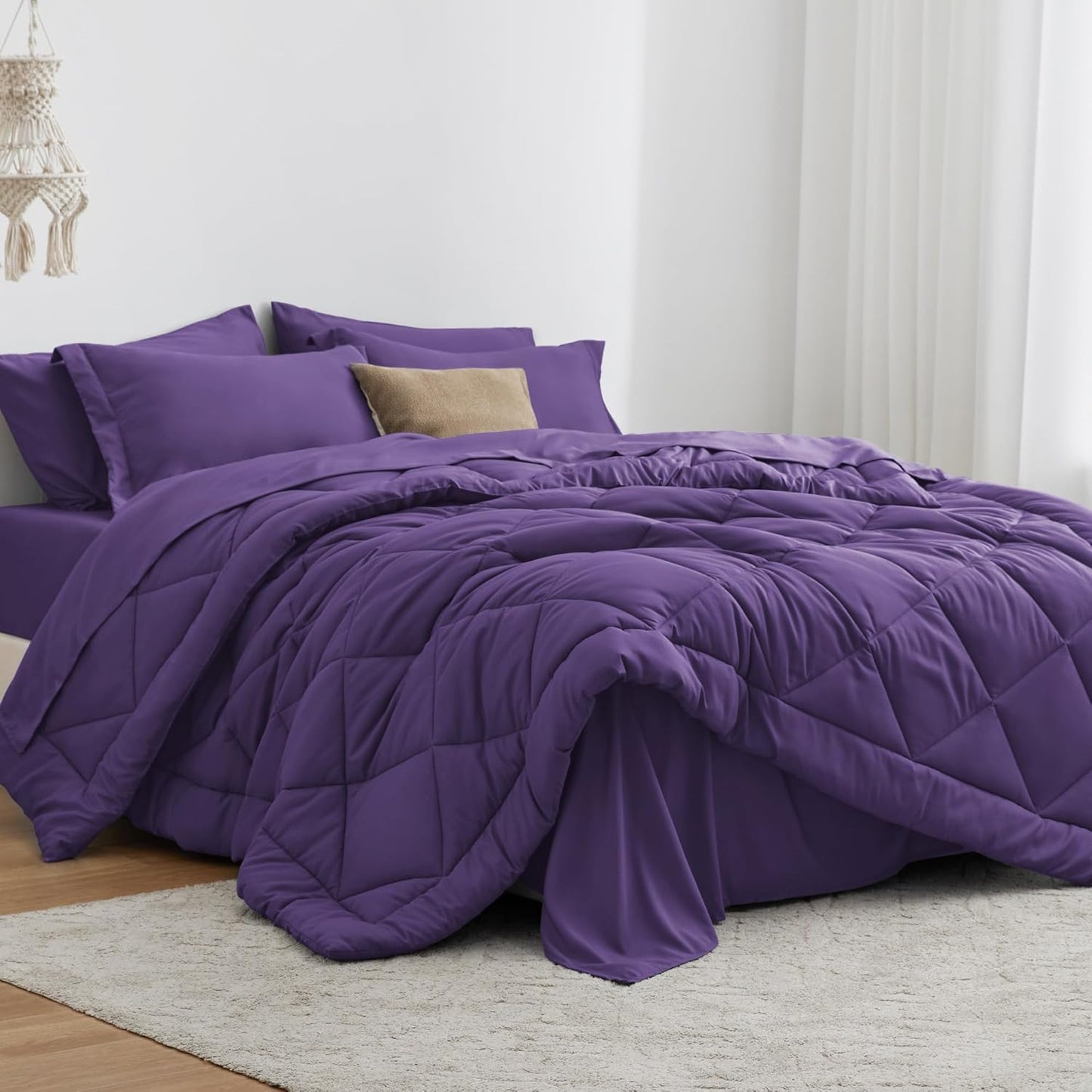 Twin Comforter Set Purple - Soft Lightweight All Season Bedding