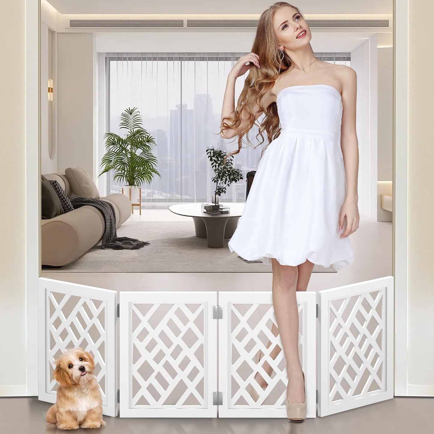 Cut-Out Design 16 Short Dog Gate for Small Dogs - Lightweight Barrier