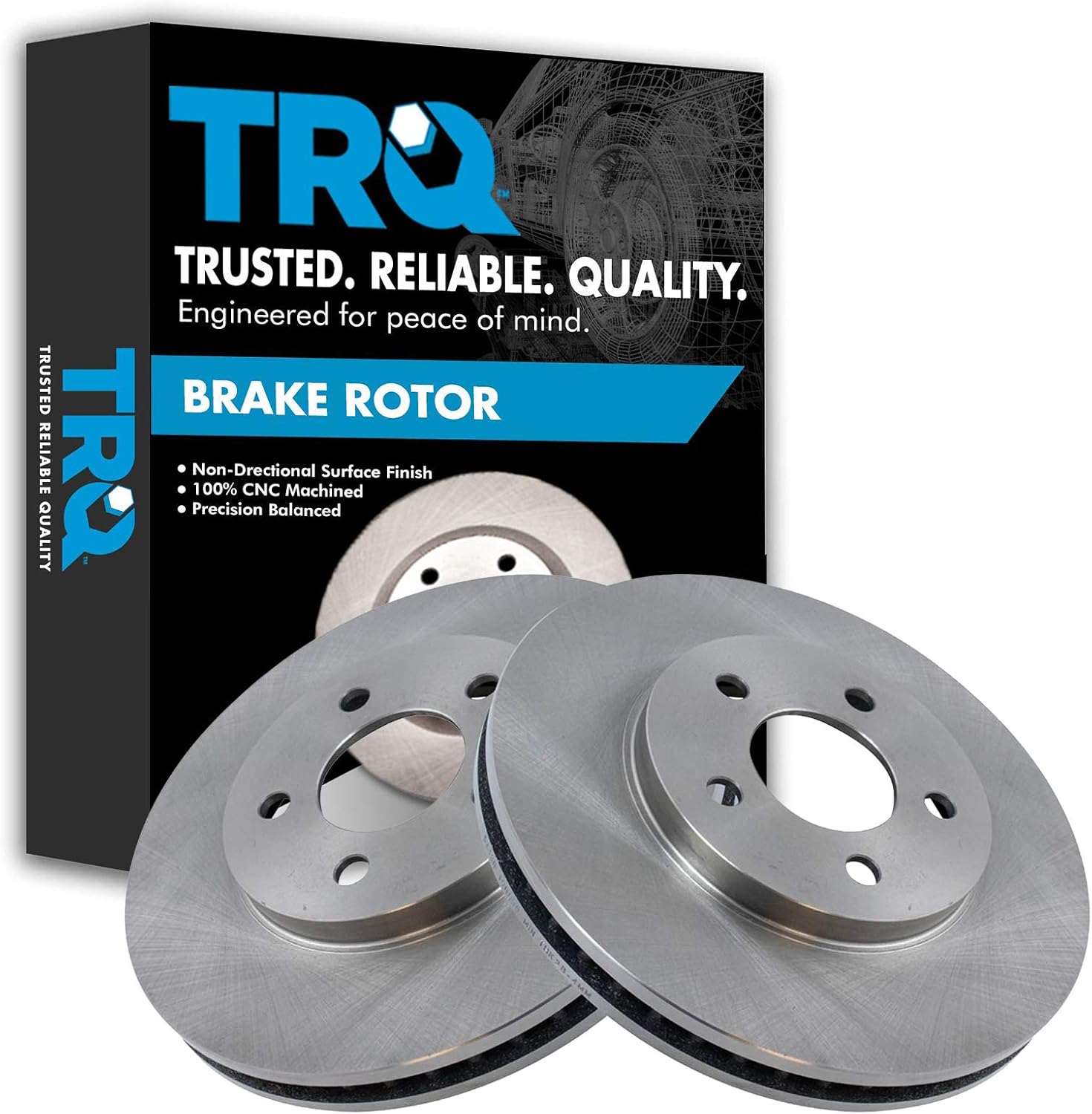 TRQ Front Brake Rotors Set Vented for 2005-2010 Ford Mustang
