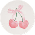 Cute Round Travel Mouse Pad Pink Bow Cherry Mousepad - Small Desk Pad