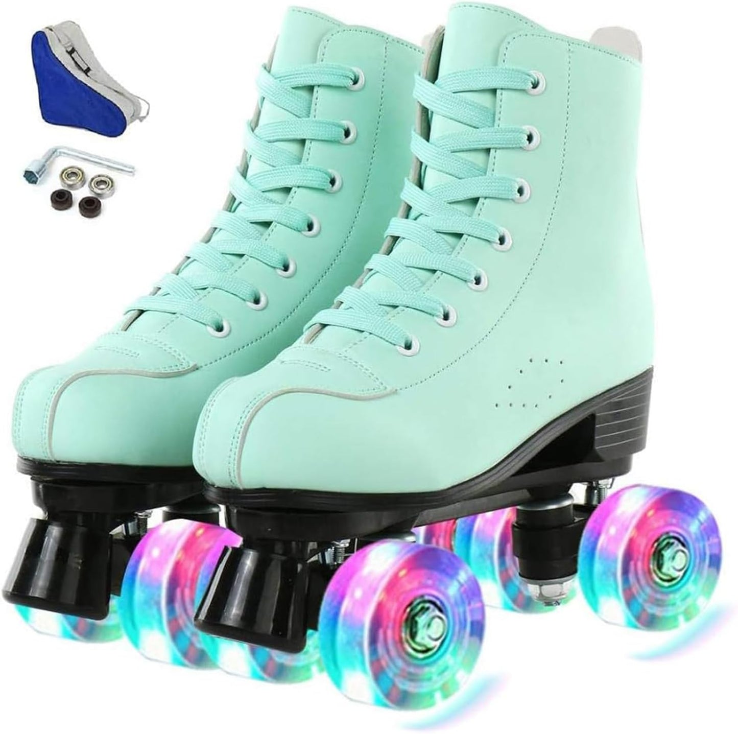 Jessie PU Leather Skates - Adjustable Four-Wheel Roller Skates