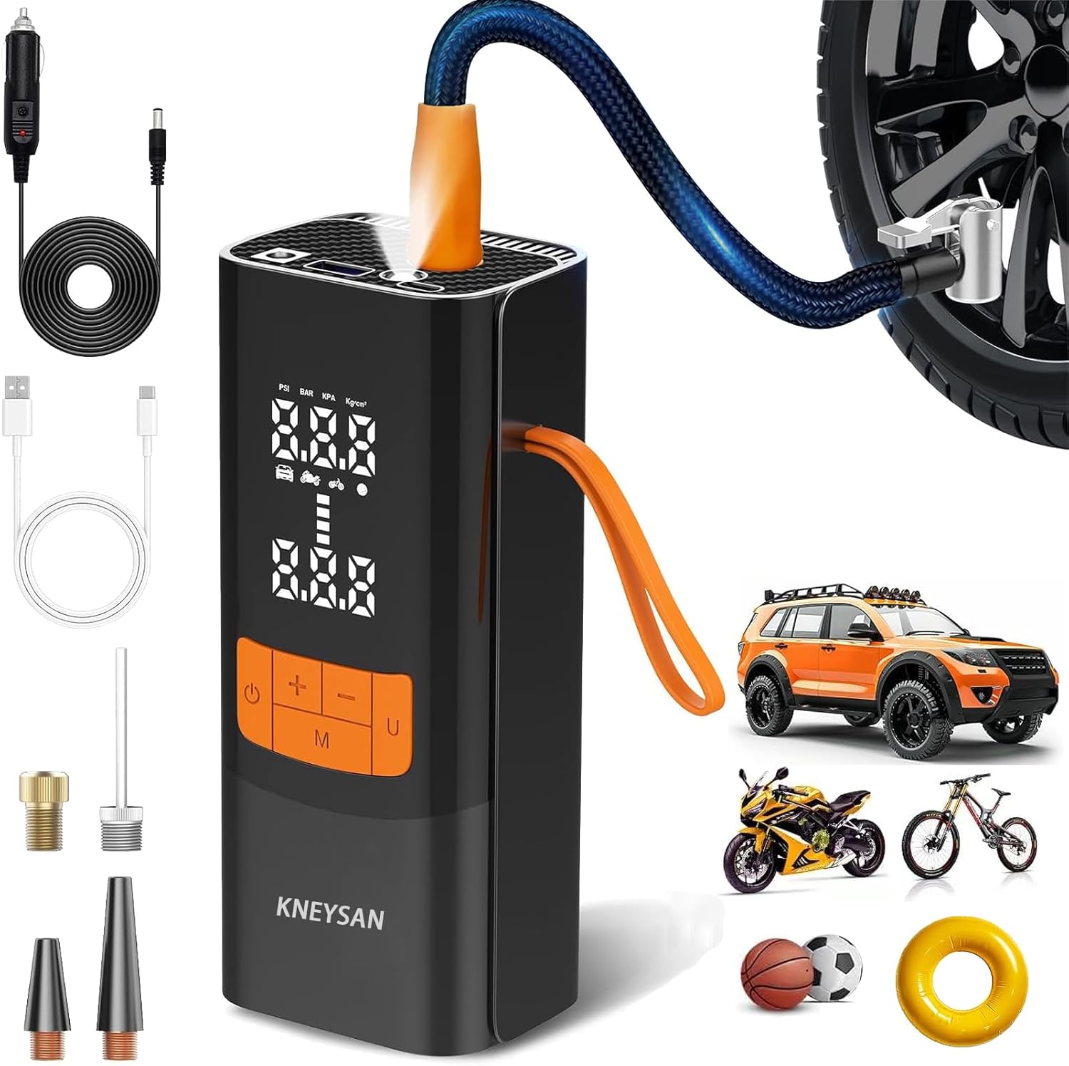Kneysan Cordless Tire Inflator: 150PSI Power & Portability