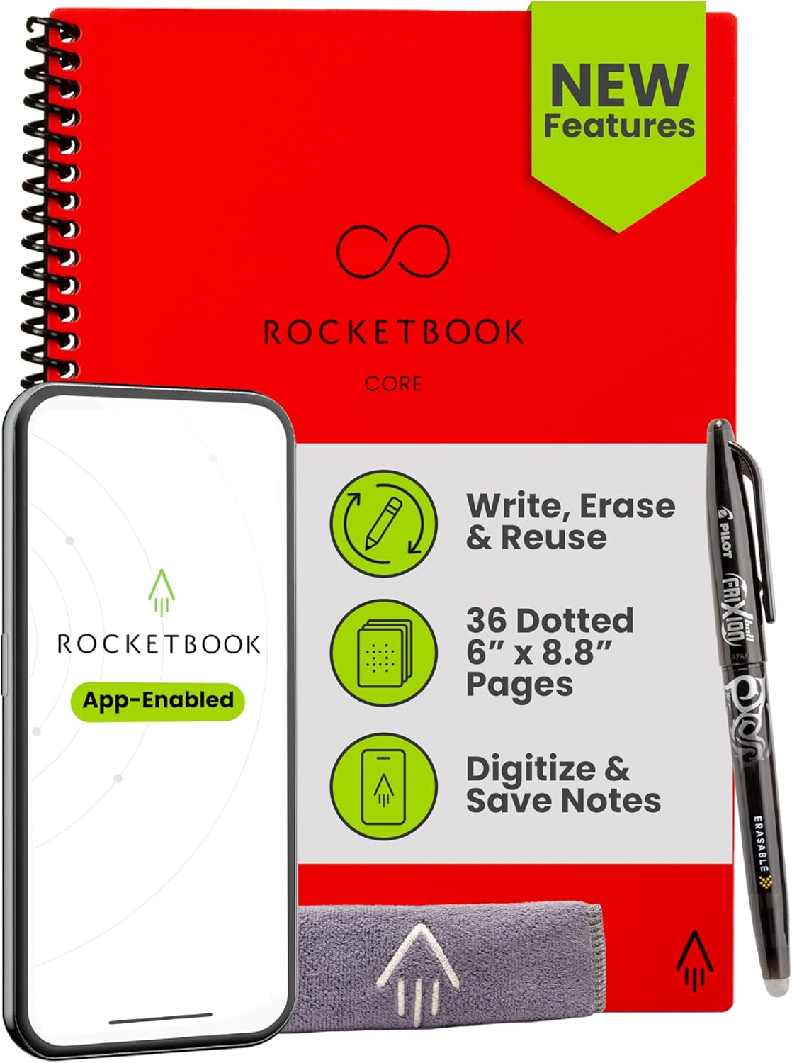 Rocketbook New Core Reusable Spiral Notebook for Creative Minds