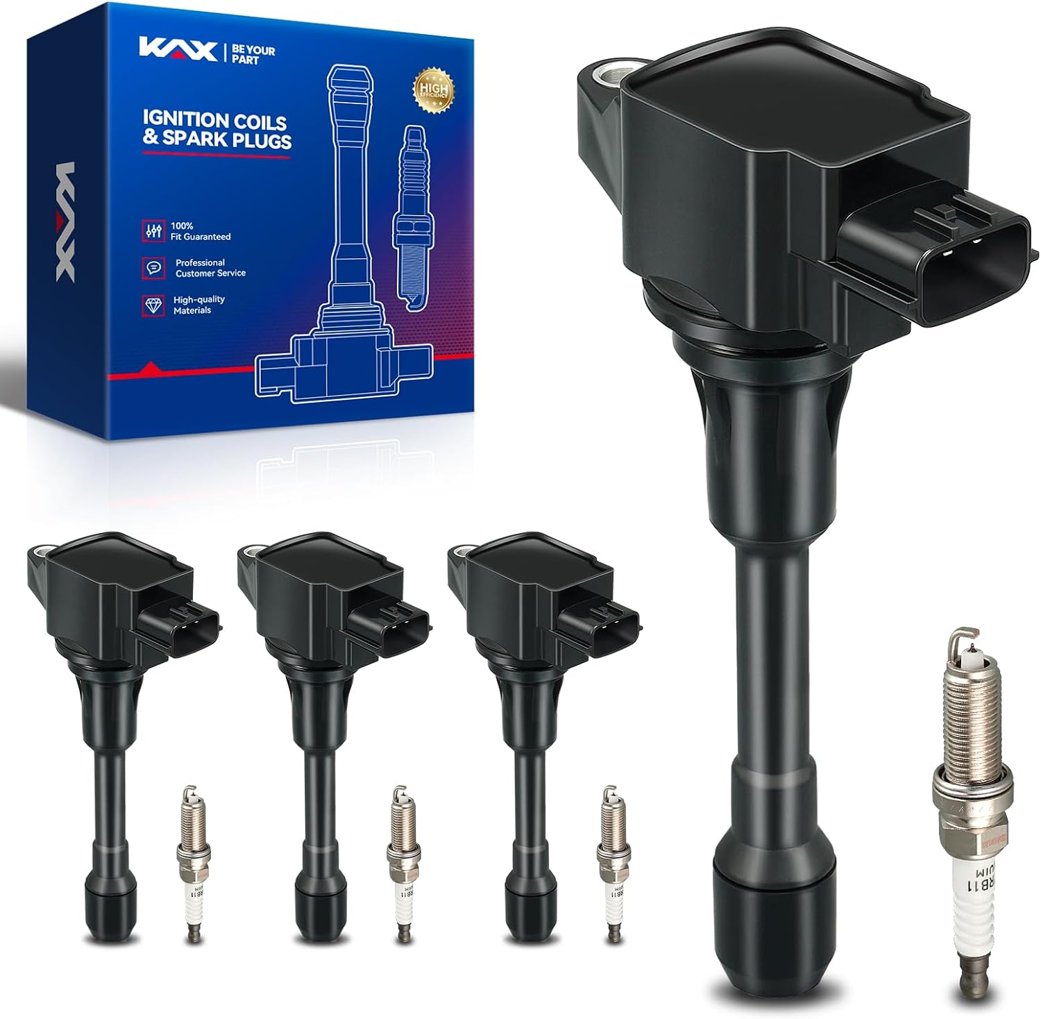 OEM Performance Set of 4 UF549 Ignition Coils & Iridium Spark Plugs
