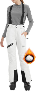 Women's Waterproof Insulated Ski Bibs with Removable Suspenders - Warm