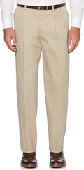 Men's Pleated Performance Chino Pants with Expandable Waist - Non-Iron
