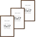 11 x 17 Walnut Oak Frame Set of 3 - Slim Natural Wood Poster Frames
