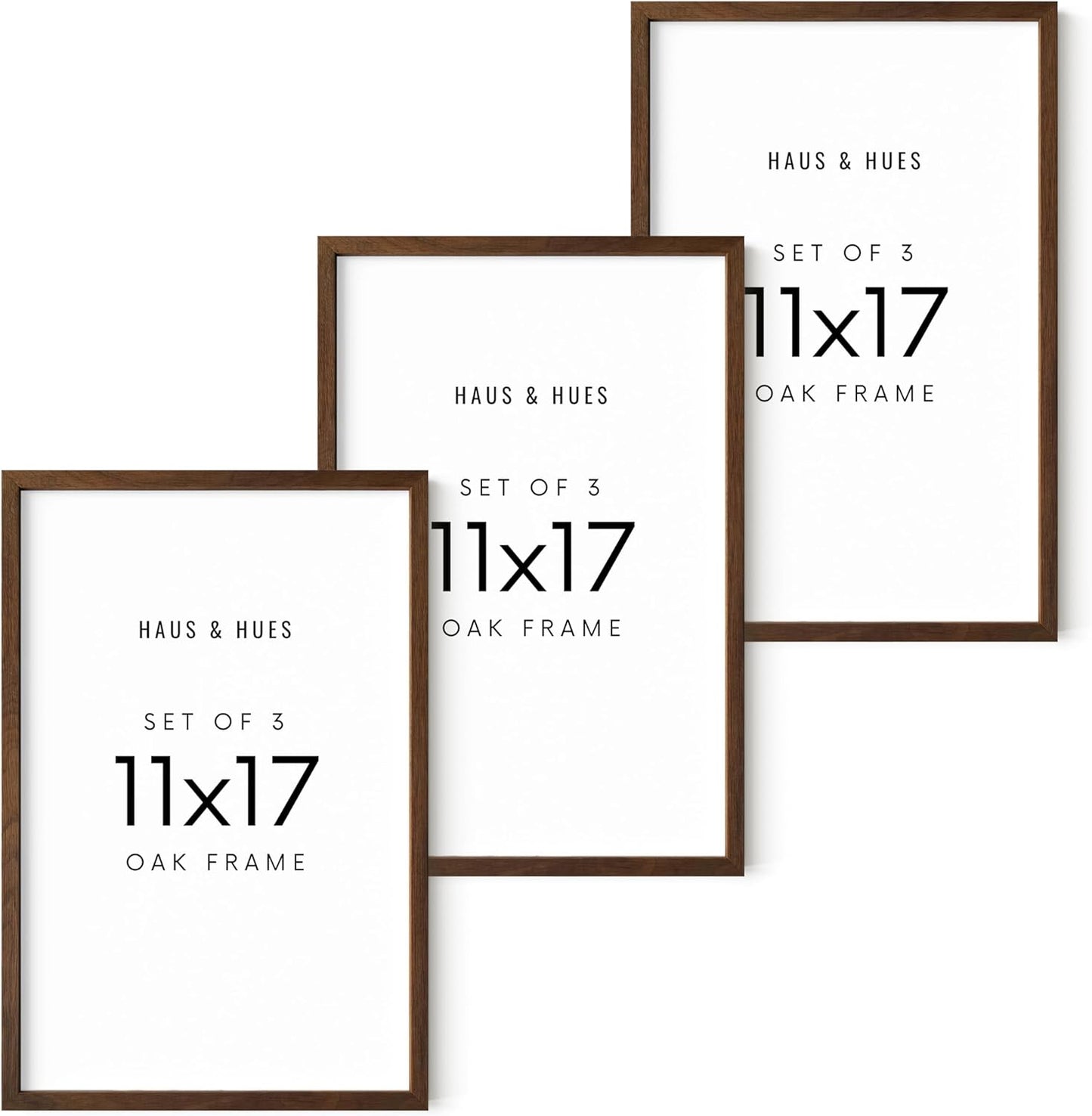 11x17 Standalone Walnut Oak Frame Set of 3 for Stylish Decor